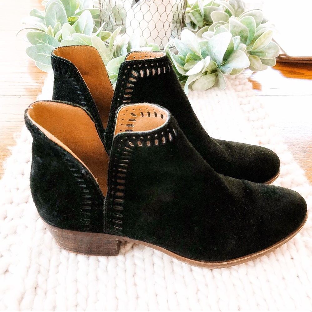 Lucky Black Leather Boho Ankle Booties